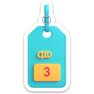 turquoise price tag emoji, modern and playful sticker