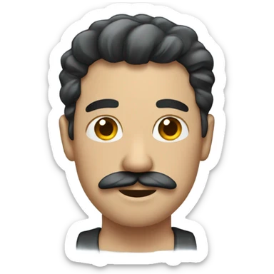 Man with dark hair and mustache showering sticker