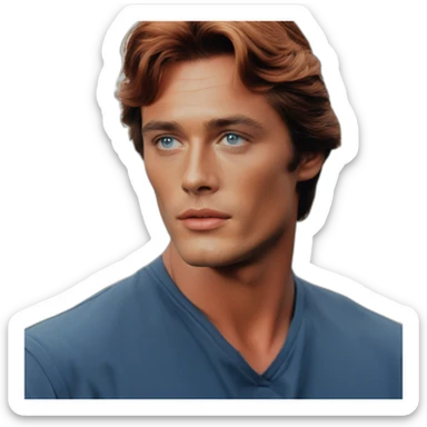 Alain Delon young lifeguard blue eyes short red hair sticker