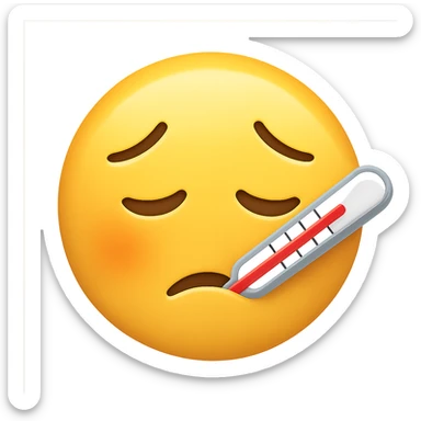 face with medical thermometer emoji, digital illustration, no background sticker