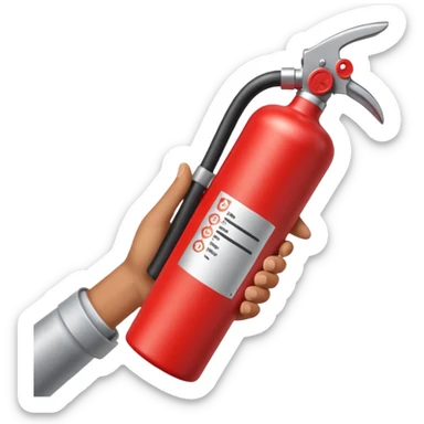 hand holding Fire extinguisher sticker