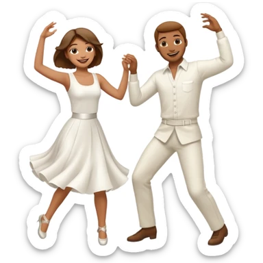 Man and woman dancing white sticker