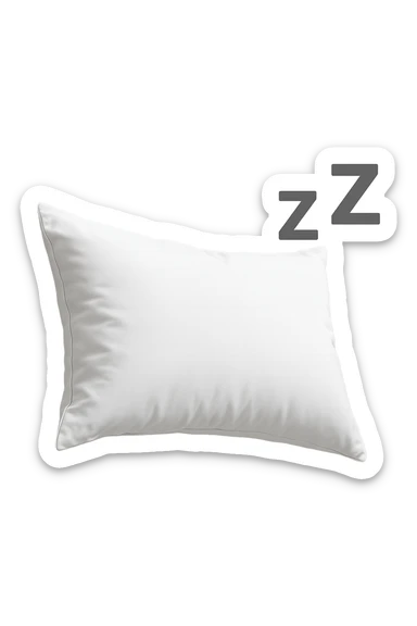 un cuscino per dormire fluttua in aria insieme alla scritta Z Z Z iperrealistici sticker