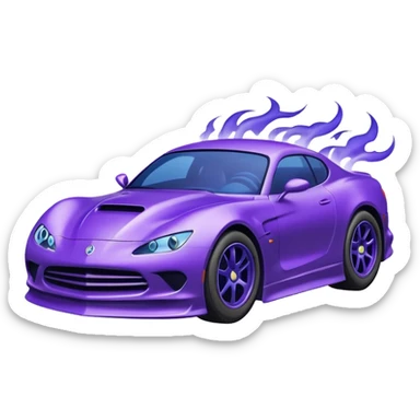 Purple car drifting with navy blue flames coming out of the rear tires. sticker