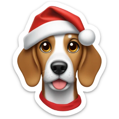 Beagle wearing a Santa hat  sticker