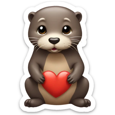 Otter with a Heart sticker