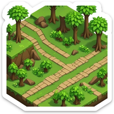 StarCraft-inspired, isometric RTS rugged terrain tile forest sticker