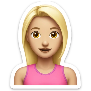 cute blonde girl in pink active wear  sticker