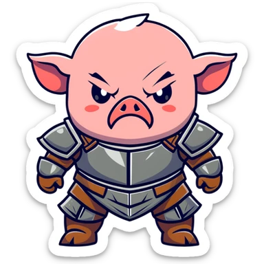 angry Minecraft baby Piglin in leather armor sticker