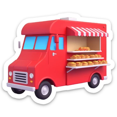 generate me a 3D red truck shaorma food truck  sticker