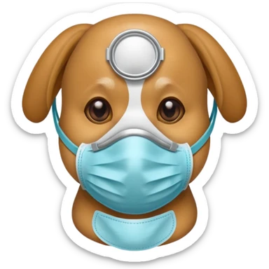dog Wearing Medical Mask sticker