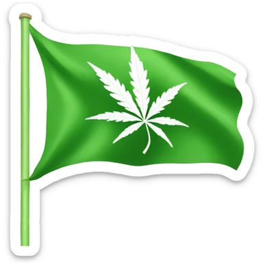 green flag with white weed leaf  sticker