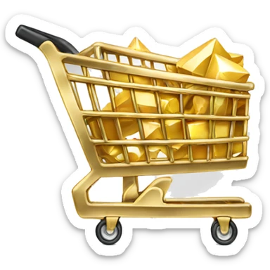 shopping cart made with gold, diamonds sticker