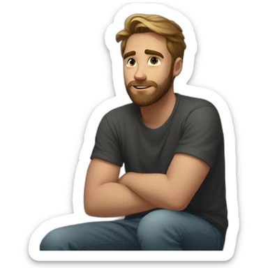 20 year old bearded man sitting on the floor in the corner of a room, wondering if he is going to be forever alone sticker