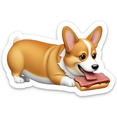 Corgi eating a beef Wellington  sticker