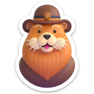 beaver with a beard sticker