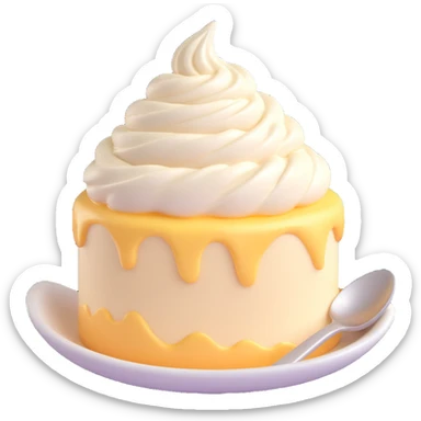 small swirl of thick creamy white mascarpone in a soft mound, velvety texture, glossy peaks, no bowl or spoon, clean 3D style, soft lighting, emoji scale sticker