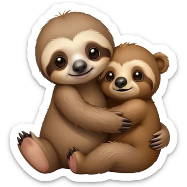 Baby sloth hugging a teddy bear sticker