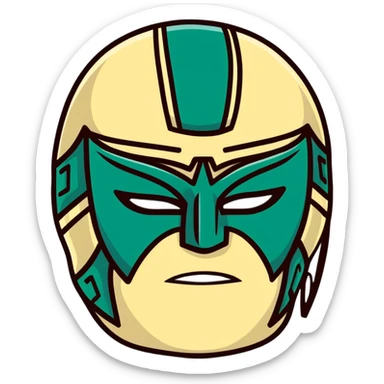 dark green, cream, and Carolina blue luchador mask sticker