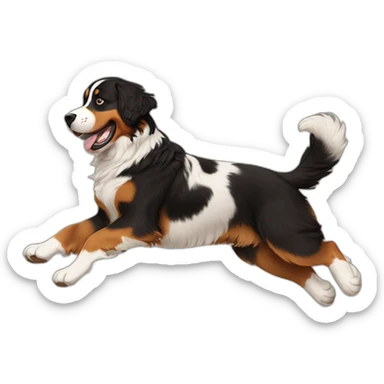 bernese mountain dog jumping on a brown hair girl sticker