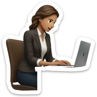 Brown hair Ralph lauren women working at desk with lap top sticker