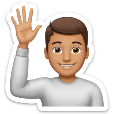 A guy with one of his arm is and the other down with 6 on his left hand and 7 on his right hand sticker