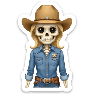A cowgirl skeleton sticker