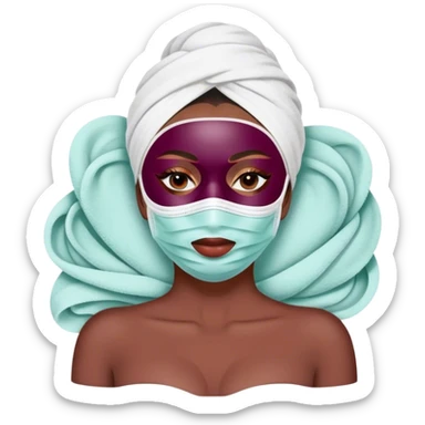 Lady with face mask spa beauty full face relaxing Burgundy sticker