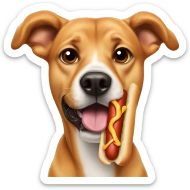 A dog eat hotdog sticker