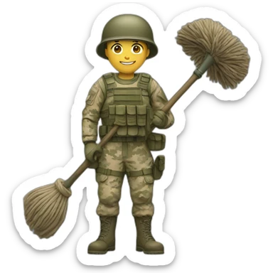 soldier with a mop in his hand sticker