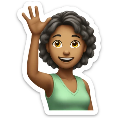 An excited girl with a raised hand  sticker
