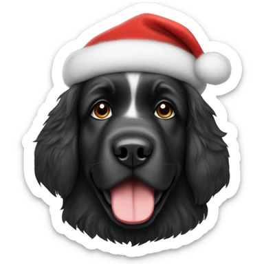 Newfoundland dog wearing Santa hat  sticker