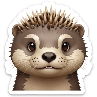 really cute confused otter face with wooden thorny bramble stem wrapped around its forehead, spiky asymmetric thorns, no leaves, only face and neck visible sticker