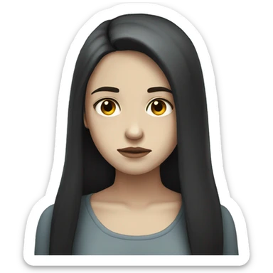 Frown pale girl long dark hair sticker