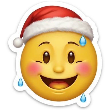 Laughing emoji with christmas yellow face only with tears in eyes sticker