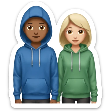 full-length couple in hoodie sticker