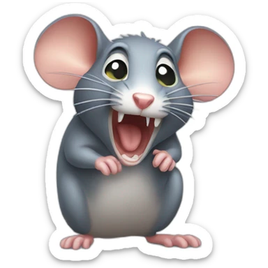 A rat that is holding its head because it is very panicked and scared sticker