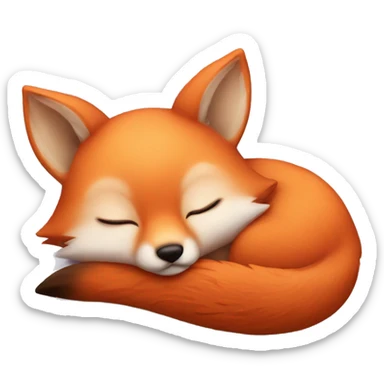 Realistic sleeping cute baby fox sticker