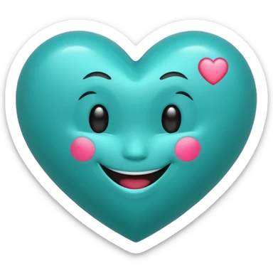 teal heart with smile sticker