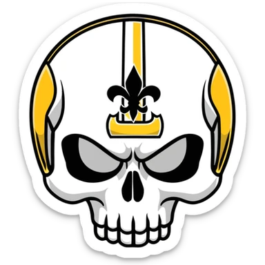 skull wearing New Orleans Saints helmet in black and gold sticker