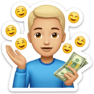 a person receiving money, vibrant and clear, emoji style, no text sticker