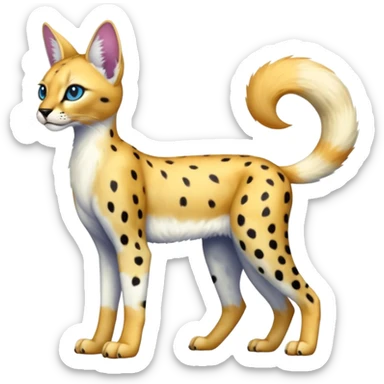 Colorful shiny albino melanistic Caracal-Cheetah-Serval-Trico-Sergal-Vernid-fusion-hybrid-animal-creature, full body sticker