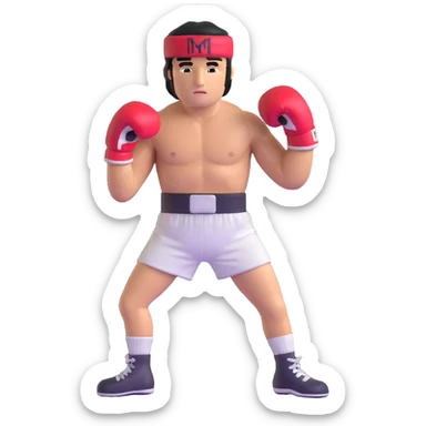 Boxer Rocky Balboa with boxing gloves and sweatband sticker