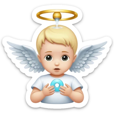 angel baby with a disk injecting in the head sticker