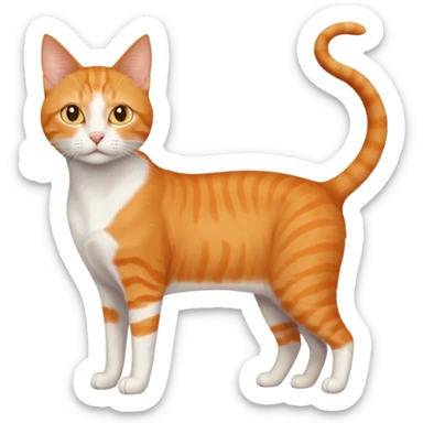 full body orange domestic shorthair slim cat with yellow/orange eyes with a white triangle on his nose sticker
