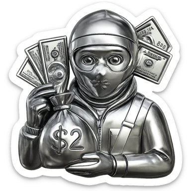 Transform this emoji into a 3D chrome style with a highly reflective metallic look, keeping all details and pose the same, no background. sticker