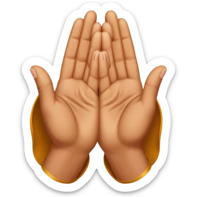 praying hands, point of view from the person, thumbs in front sticker