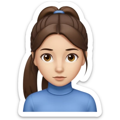 brunette and her hair is tightly ponytailed, her hair is not messy and her eyes look sharp sticker