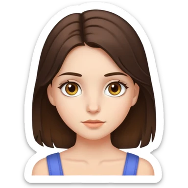 A brunette hazel eyes girl. Her hair is a bit longer than her shoulder.  sticker