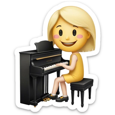 Smiley face playing piano sticker